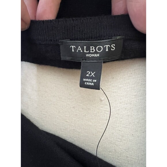 Talbots Woman knit Sweater Plus 2XL Kimono Sleeve Sequin Boat Neck Black New - Picture 7 of 10